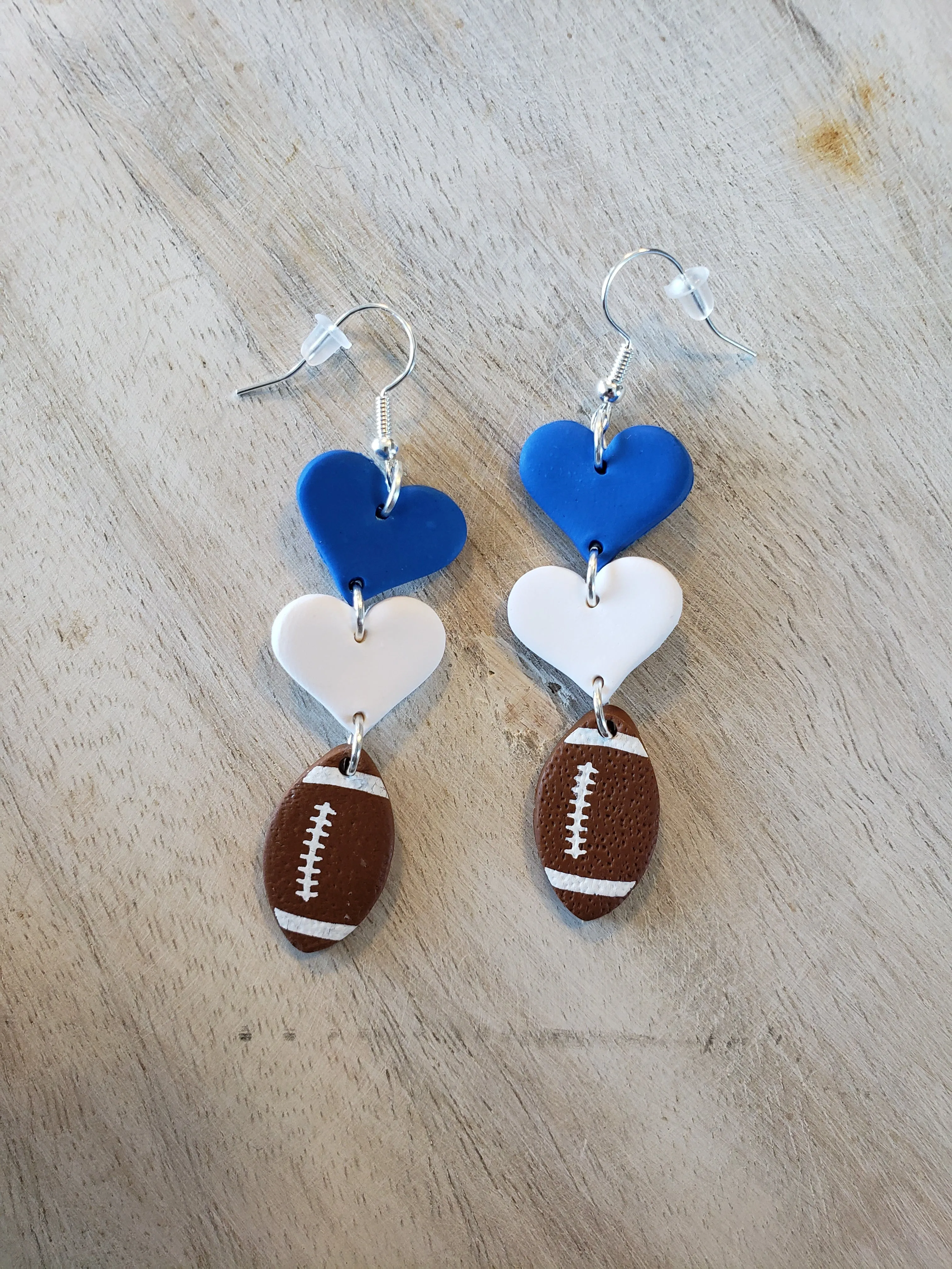 Blue/White Football Dangles