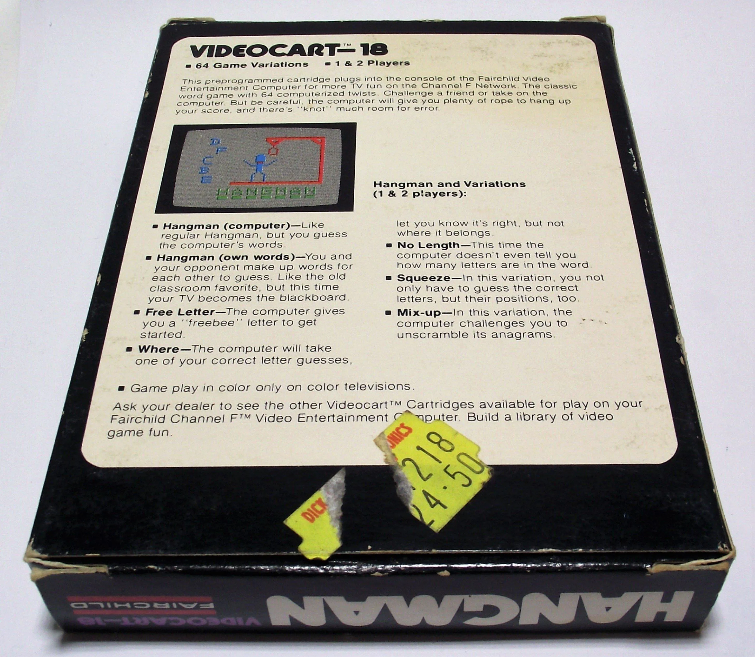 Boxed Channel F Videocart Fairchild Video Entertainment System 18 Hangman