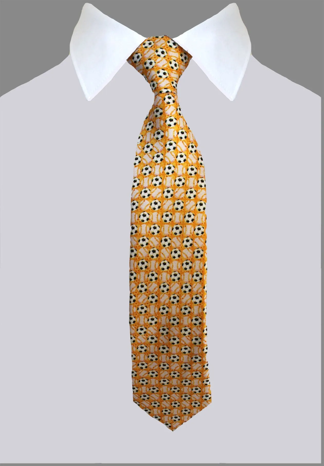 Boys size, Yellow Football, 100% Silk Twill Tie