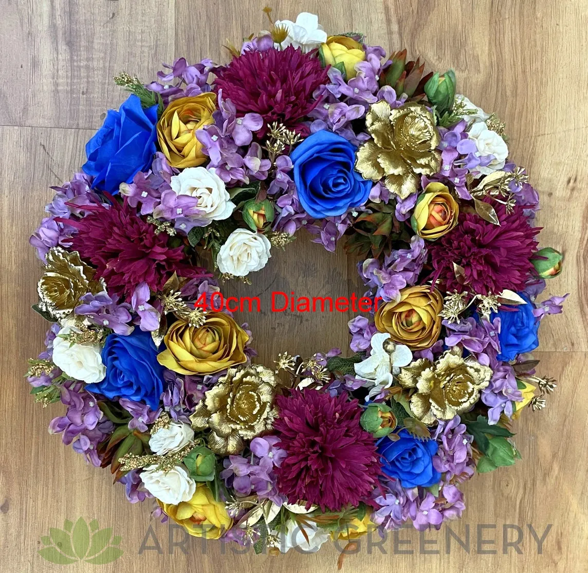 Brisbane Lions Football Club Themed Floral Wreath 30cm / 40cm / 50cm (WRE005)