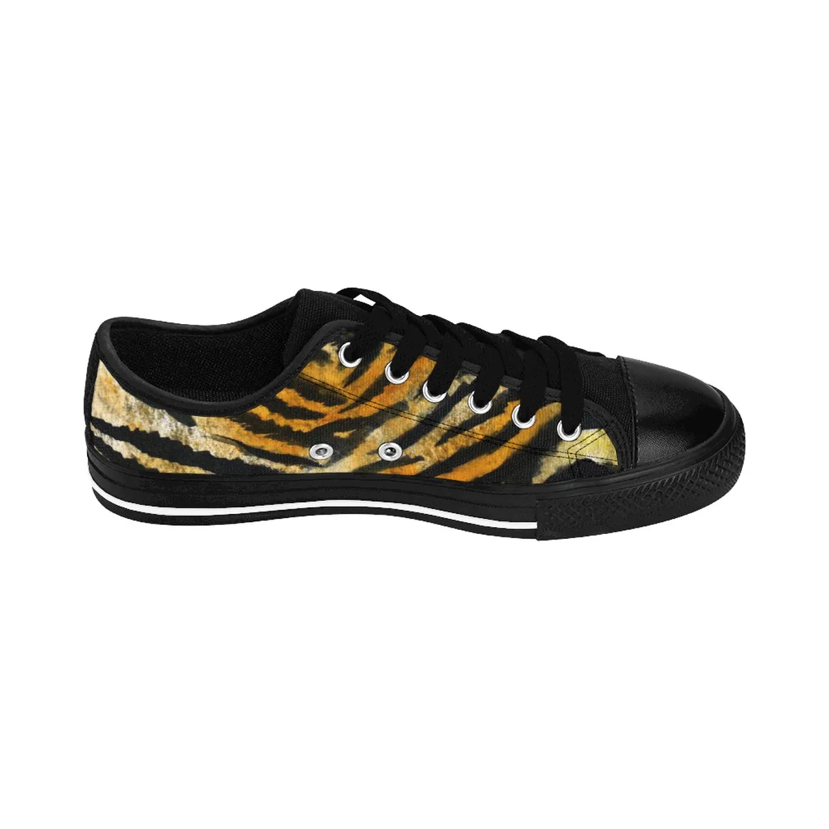 Brown Tiger Striped Men's Sneakers, Animal Print Designer Men's Low Top Sneakers Shoes