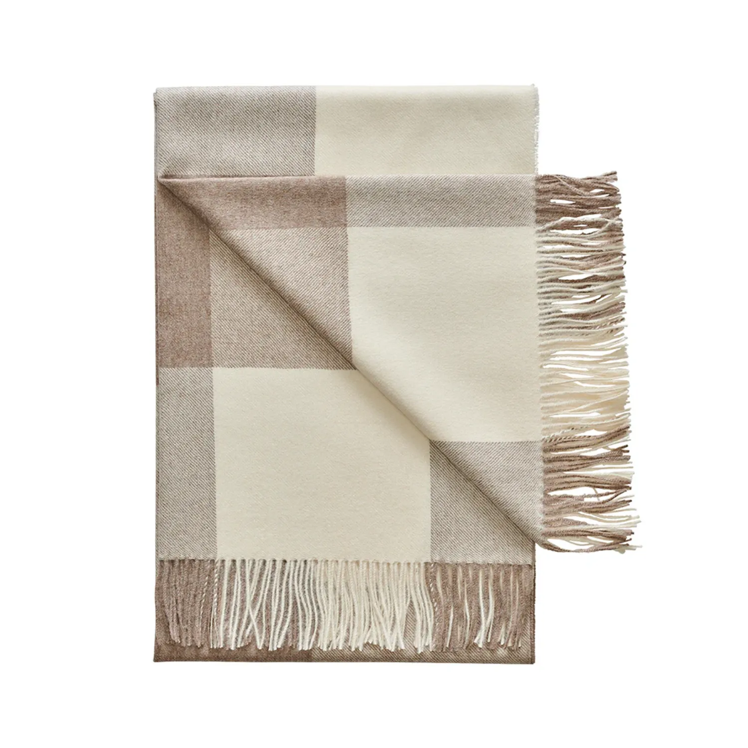 Buffalo Check Taupe/Ivory Alpaca Wool Throw