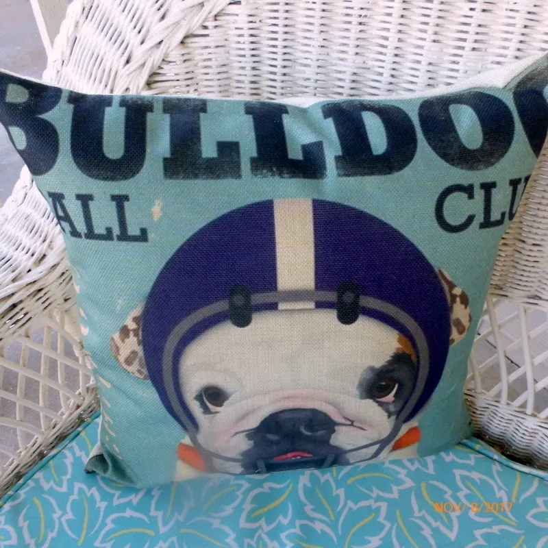 Bulldog Football pillow cover, Football pillows, dog pillows