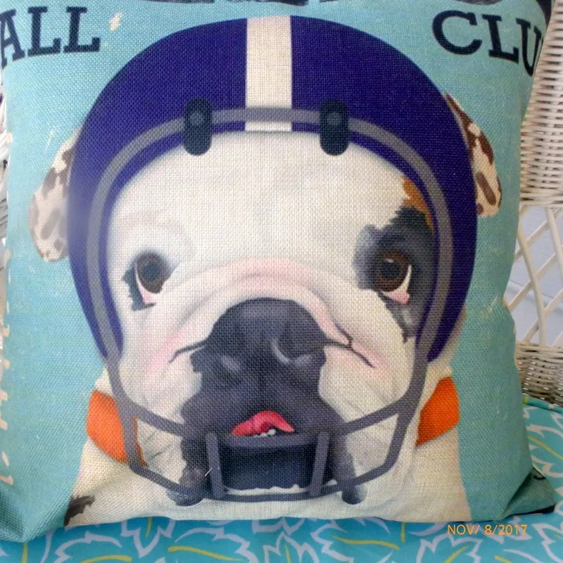 Bulldog Football pillow cover, Football pillows, dog pillows