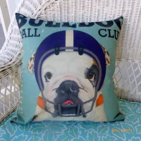 Bulldog Football pillow cover, Football pillows, dog pillows