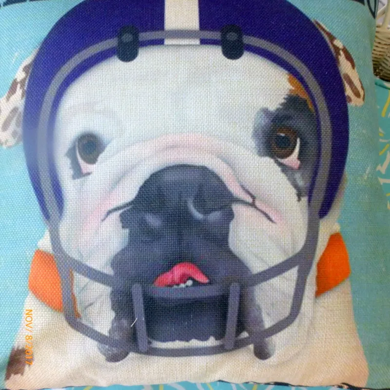 Bulldog Football pillow cover, Football pillows, dog pillows