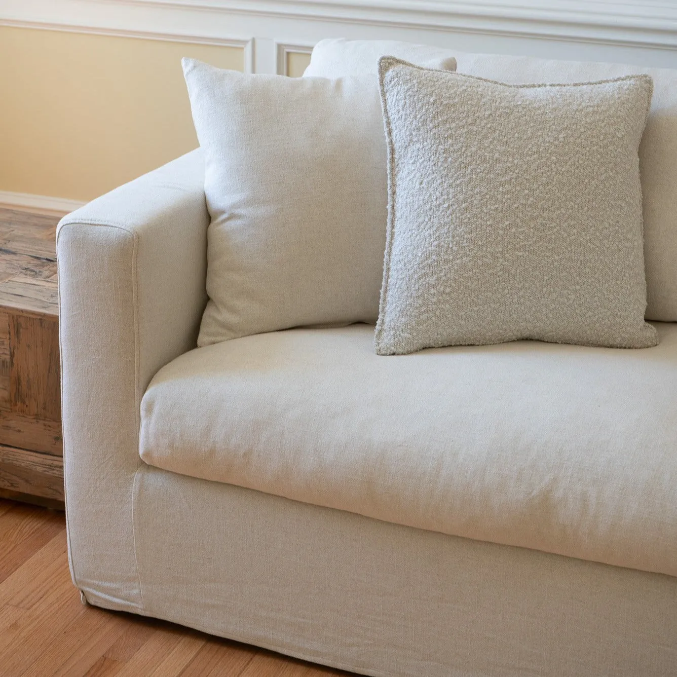 Bungalow 84" Cream Linen Slipcover Sofa