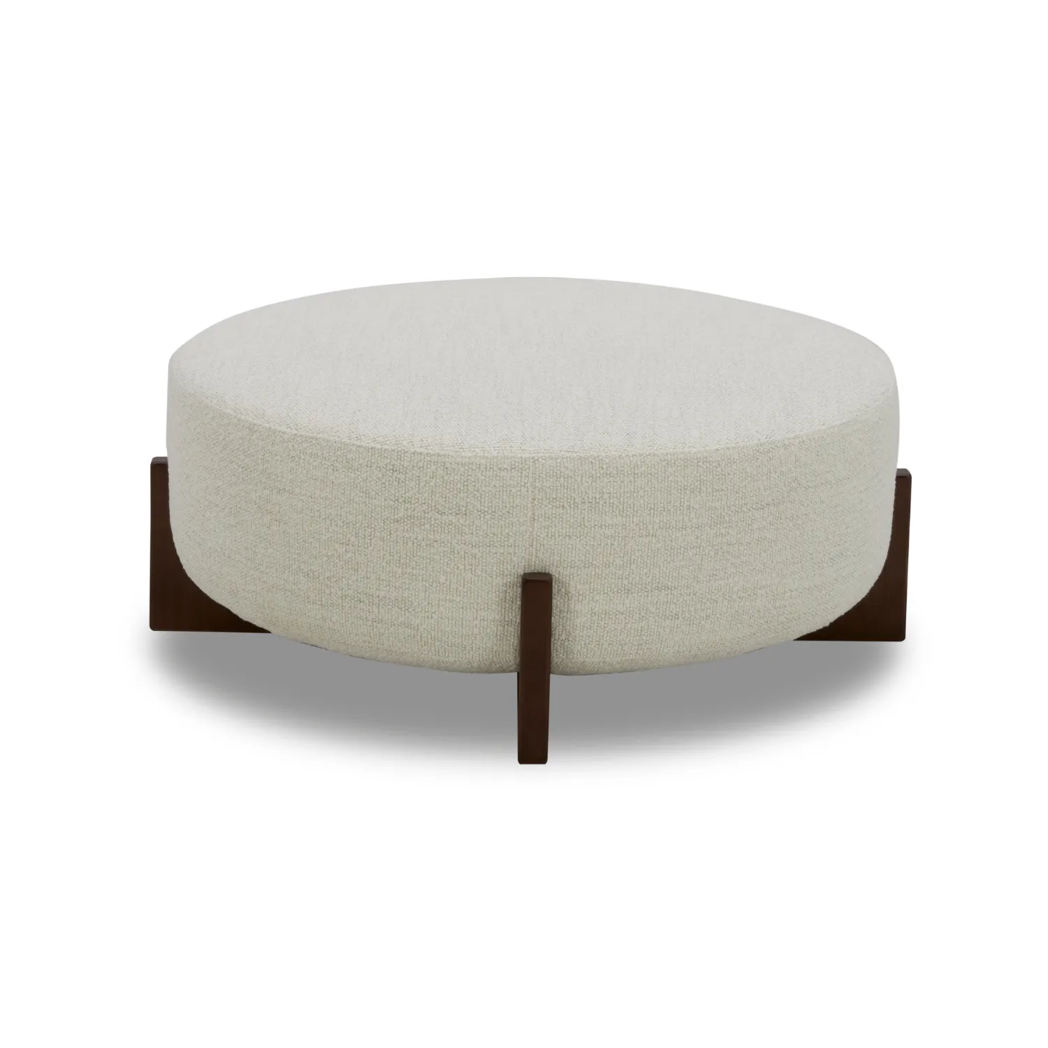 Carmen Fabric Ottoman w/ Dark Wood Base