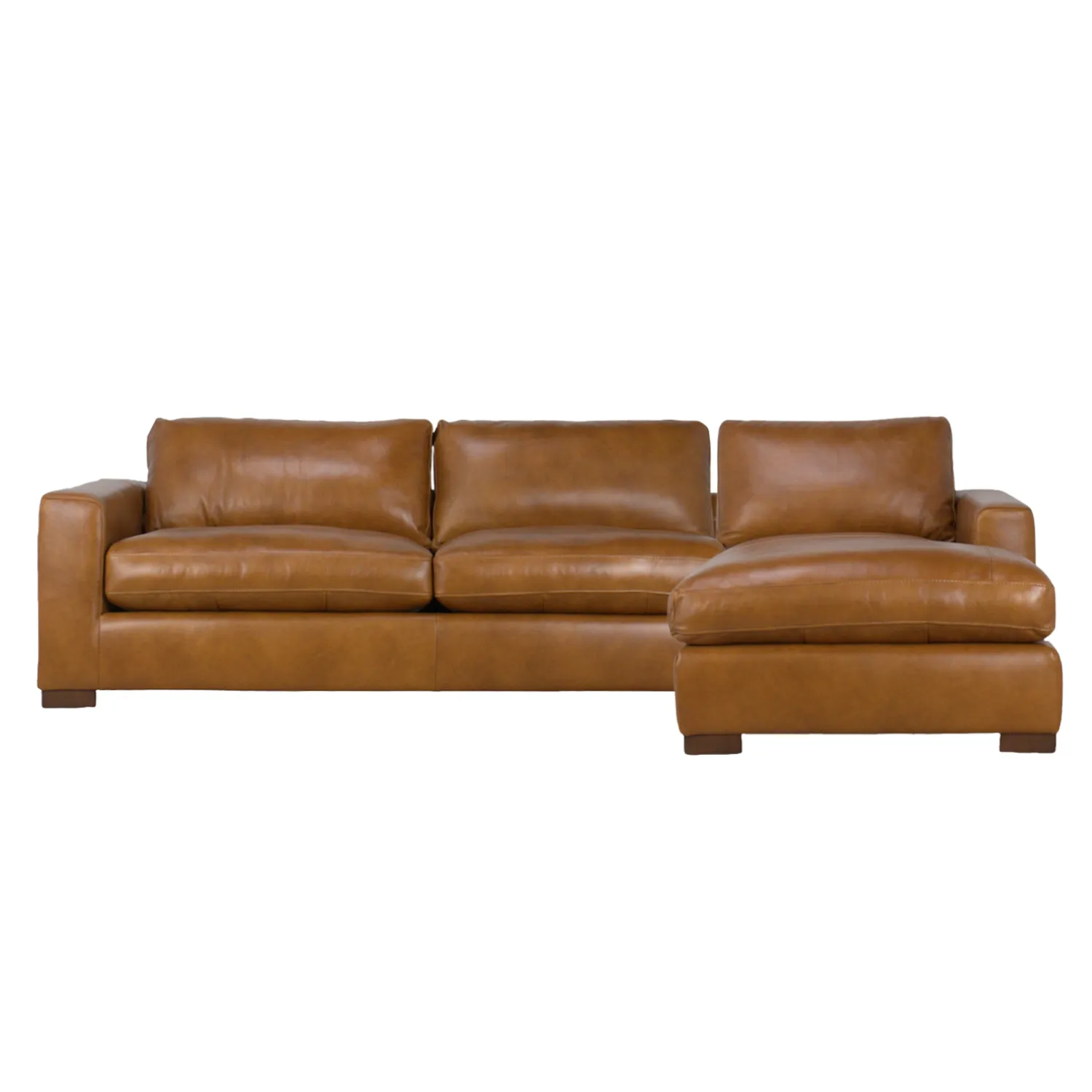 Charlestown 124" Camel Leather Chaise Sectional