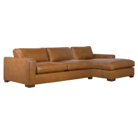 Charlestown 124" Camel Leather Chaise Sectional