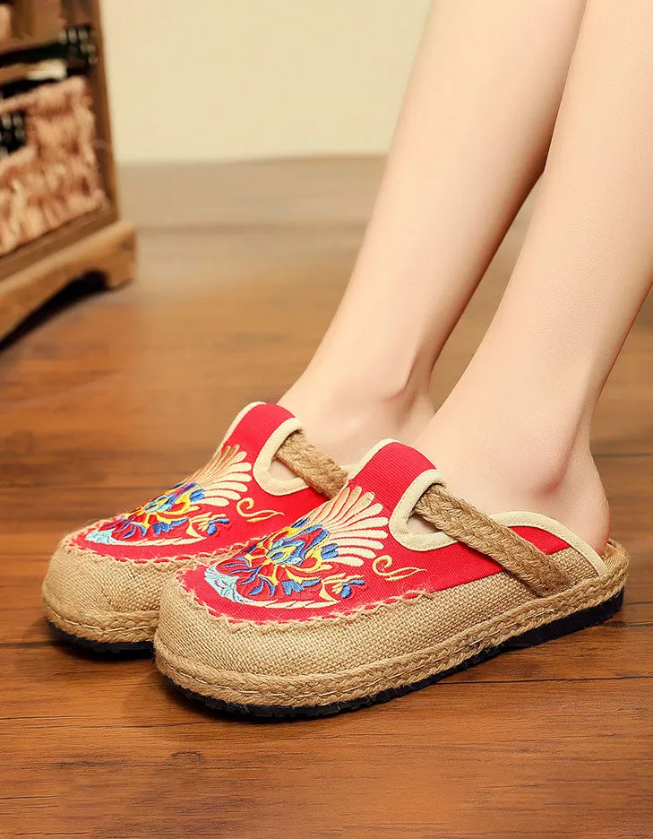 Chinese Style Embroidery Linen Oriental Shoes