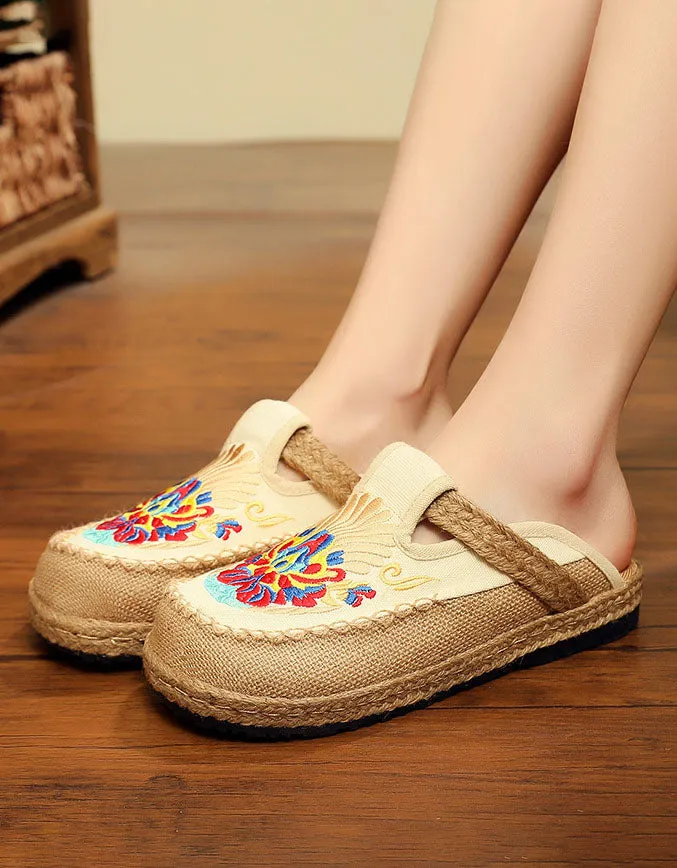 Chinese Style Embroidery Linen Oriental Shoes