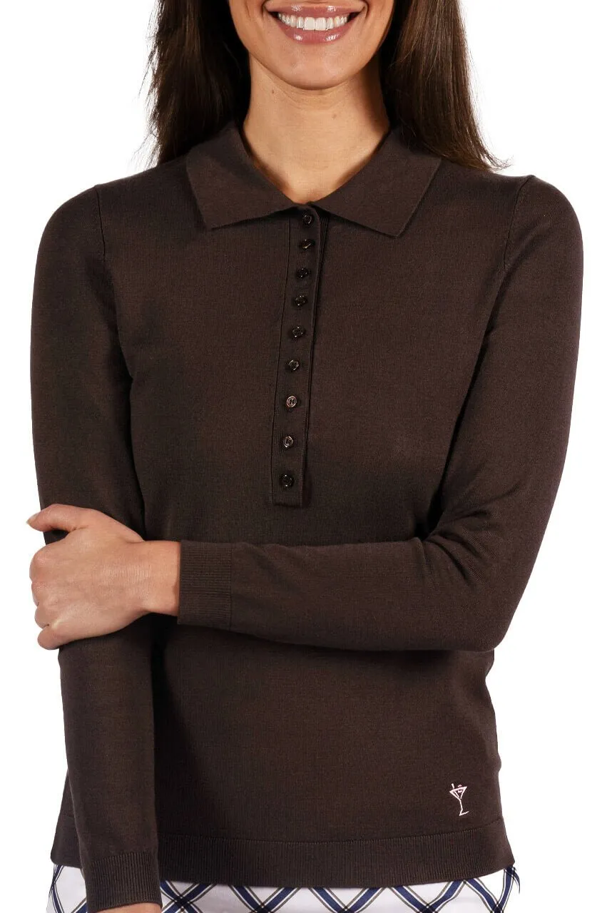 Cocoa Button Polo Sweater