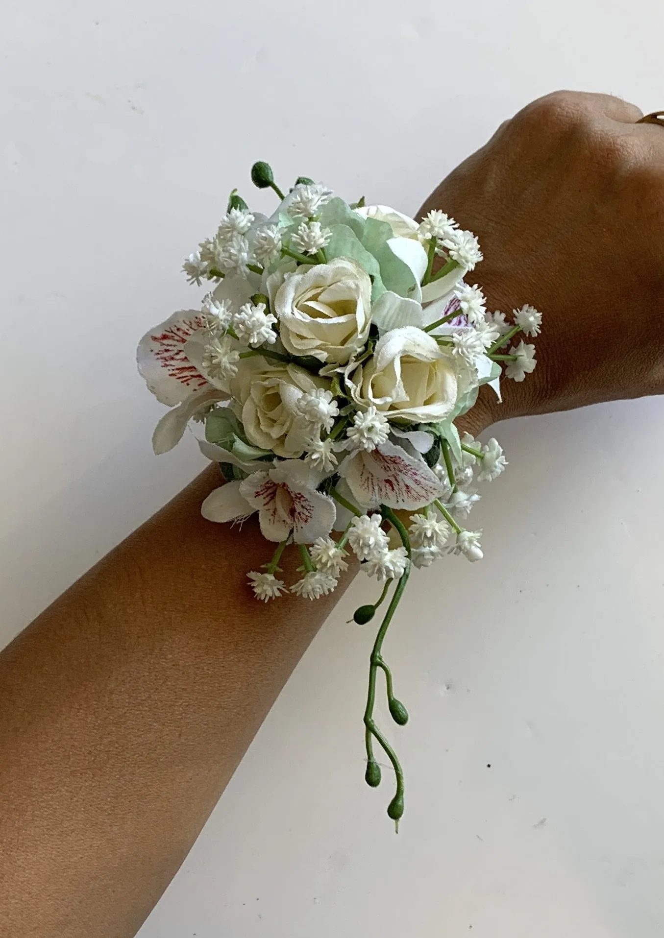 Corsage & Buttonhole - Small Roses with Orchids - CB0027 - $56/set