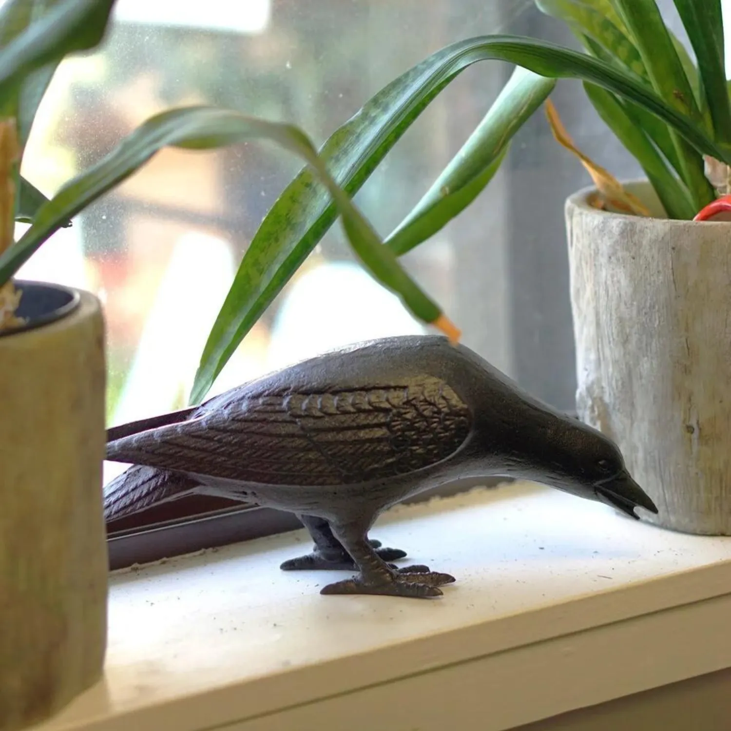 Decorative Onyx Crow Statue