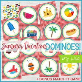 DOMINOES Game {Summer Edition} PRINTABLE