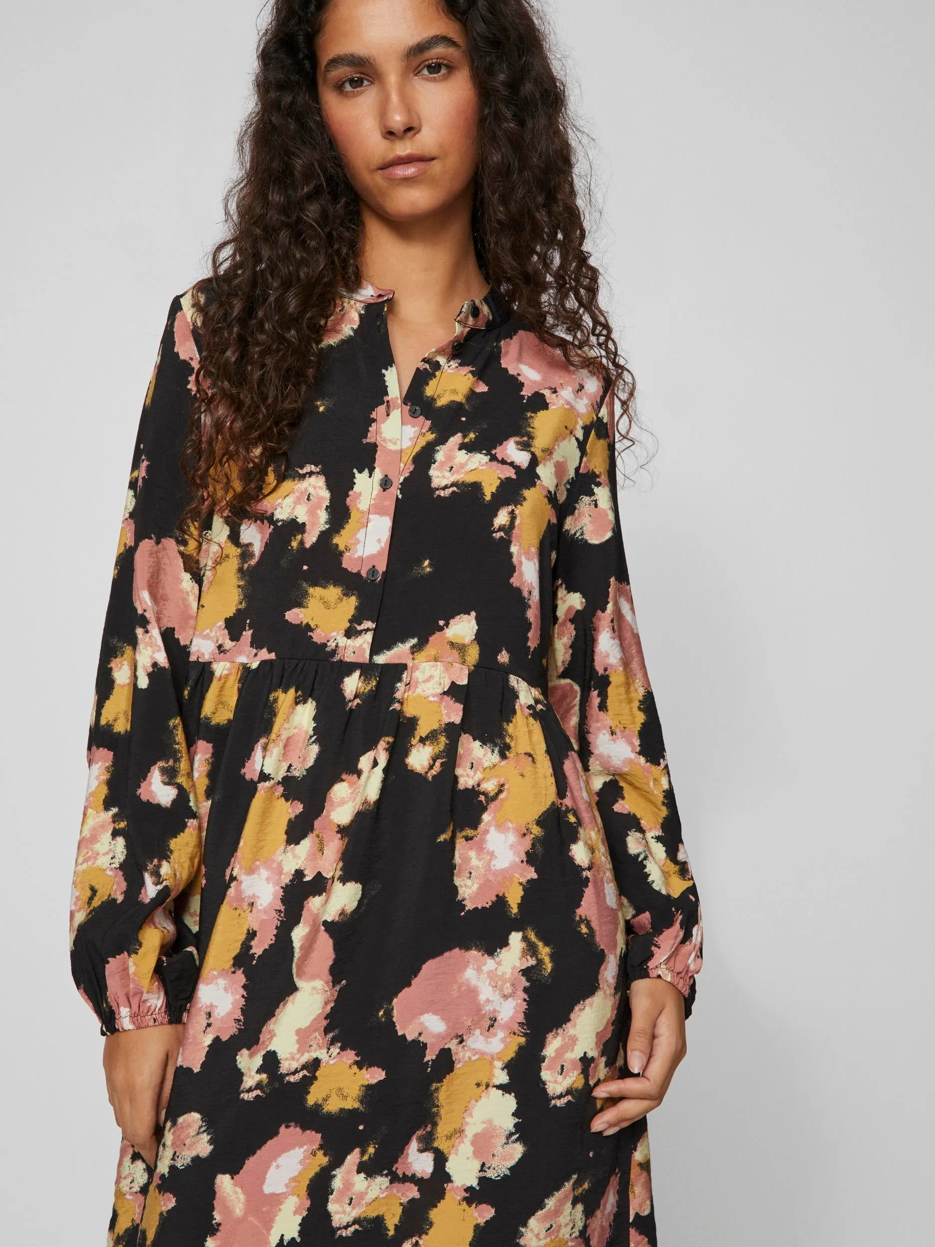 DORTEA SHIRT DRESS (BLACK/ OLD ROSE)