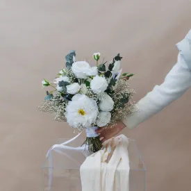 Dried & Artificial Flowers Bridal Bouquet - Eucalyptus Green & White No. 3