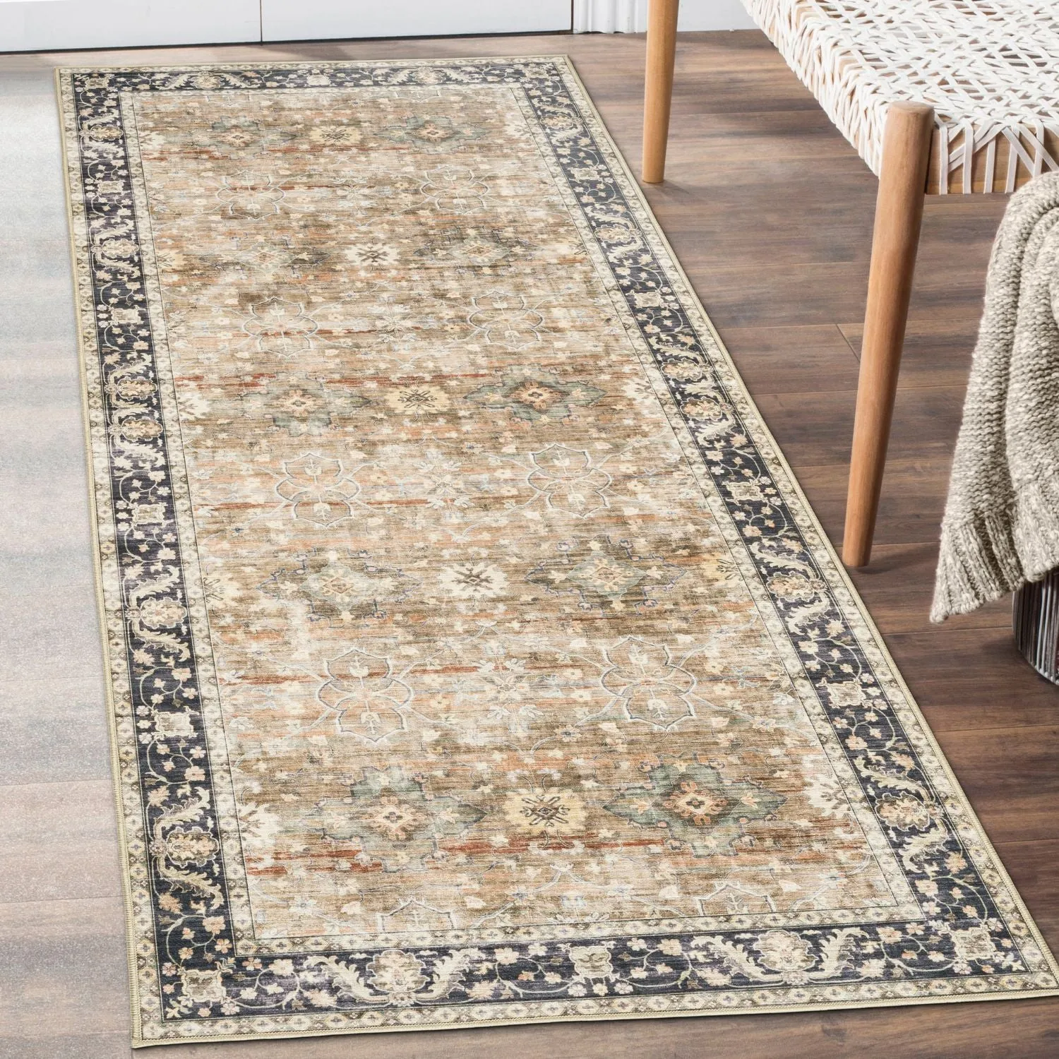 Era Washable Beige/Brown Indoor Rug