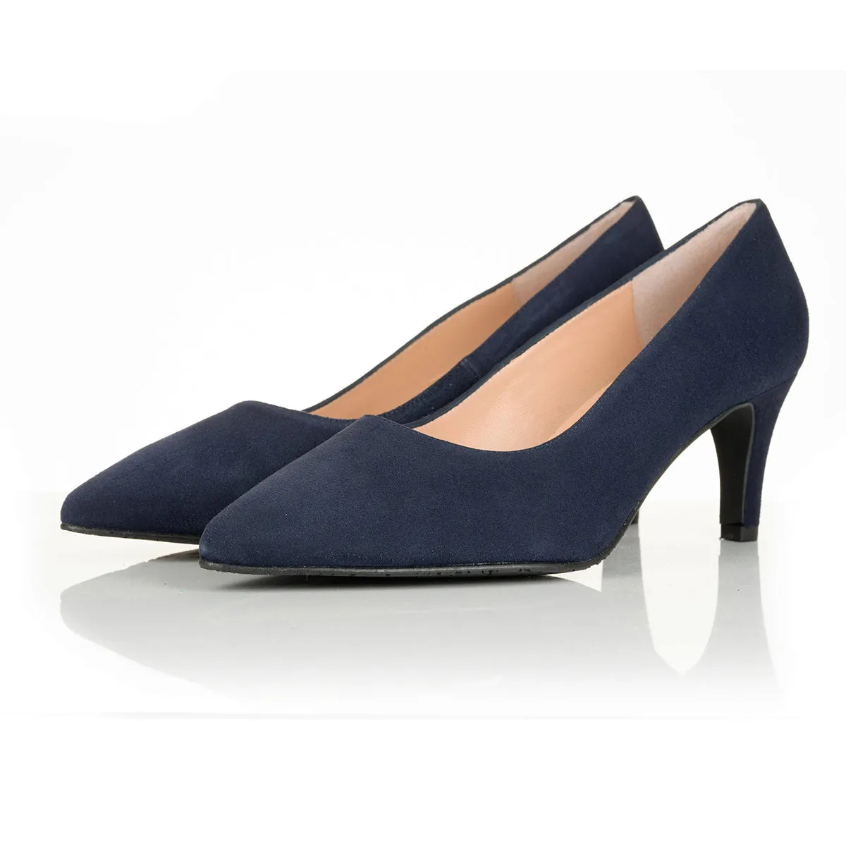 Eve Wide Fit Court Shoe – Navy Suede