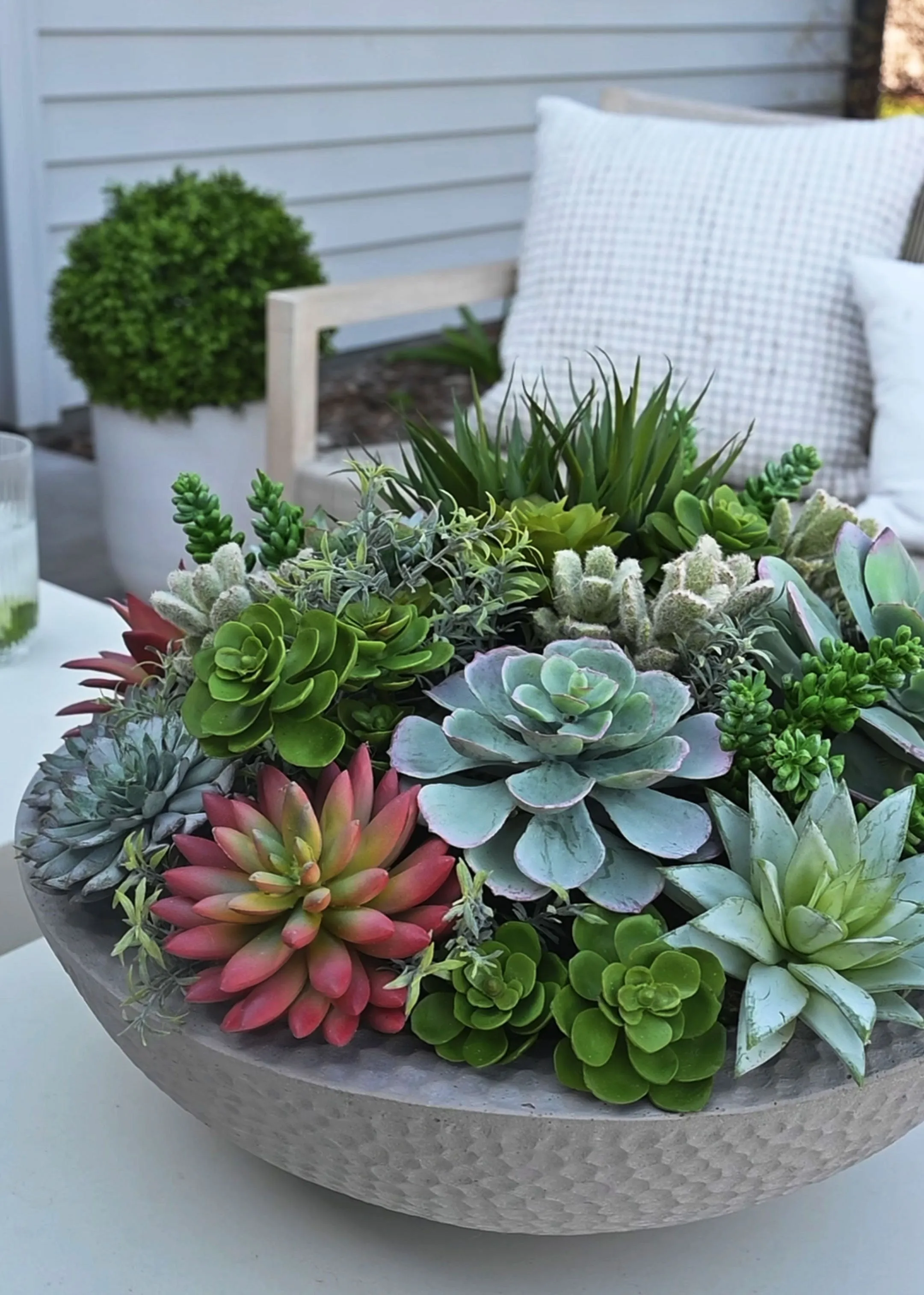 Faux Potted Plant Arrangement of Succulents - 13"