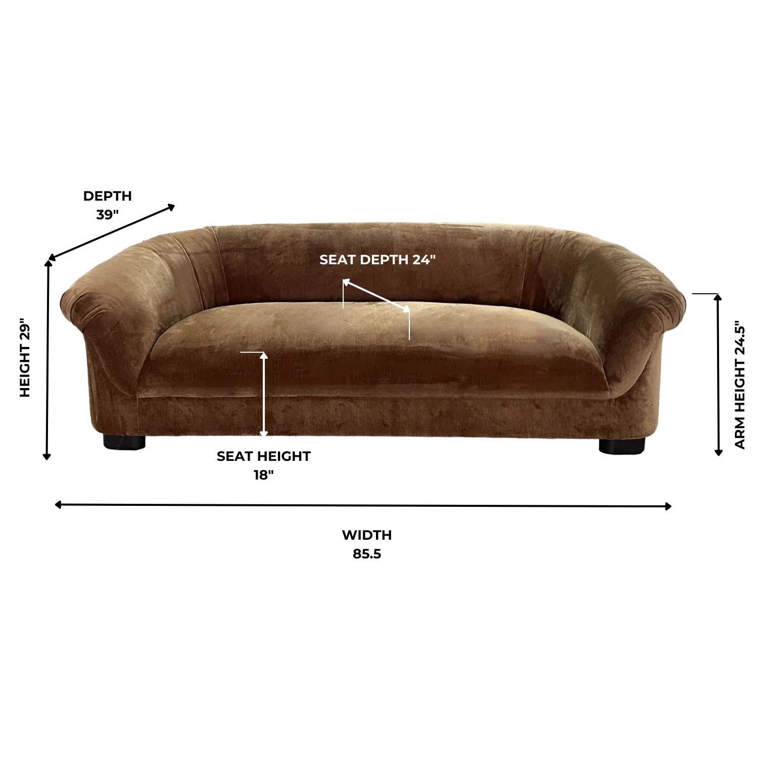 Fergus Velour Bronze Sofa