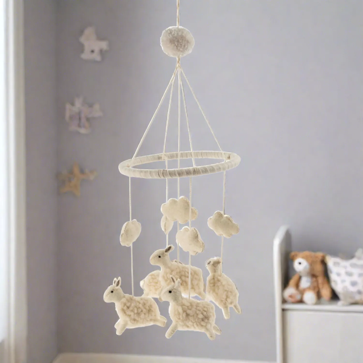 Floating Felt Sheep Baby Mobile