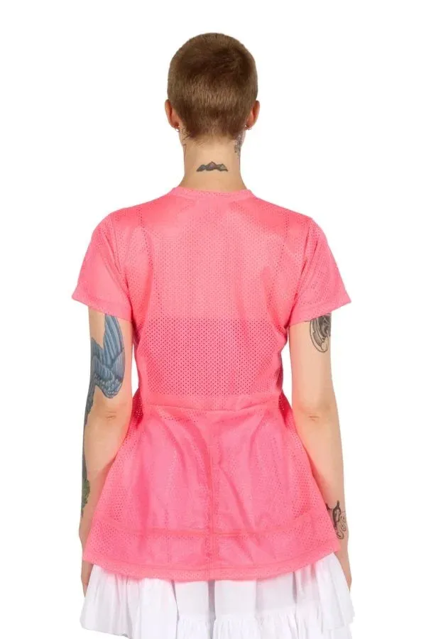 Fluorescent Football Mesh Peplum Tee