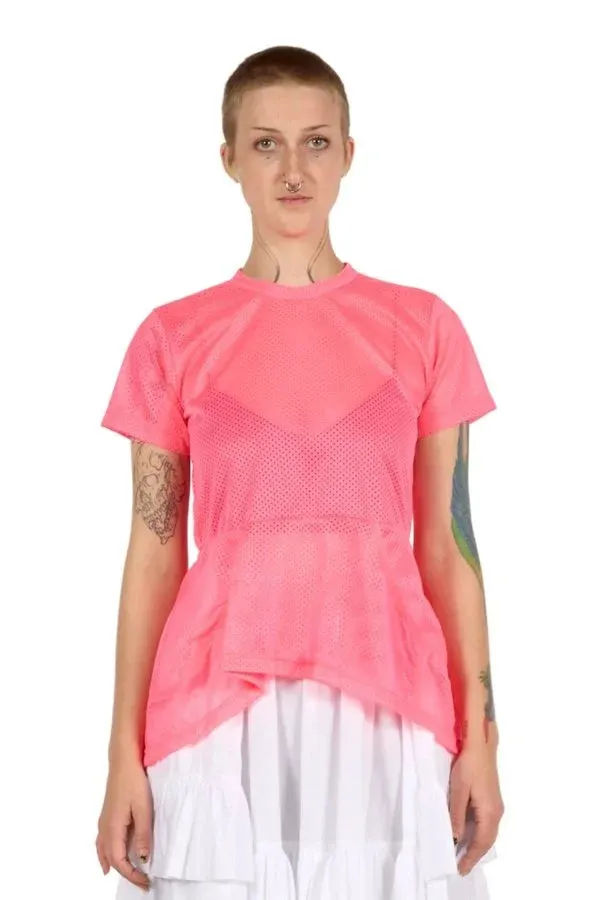 Fluorescent Football Mesh Peplum Tee