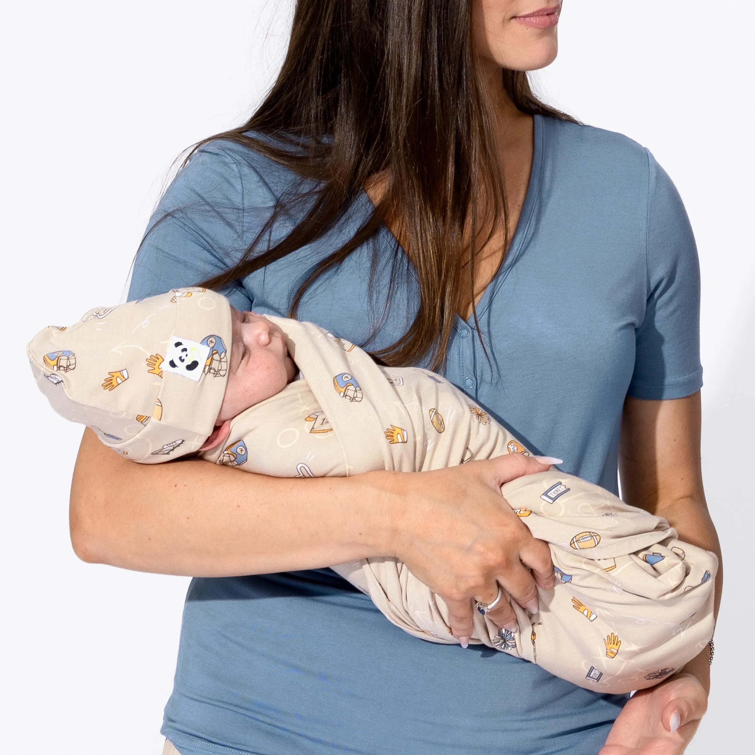 Football Bamboo Swaddle & Beanie Set