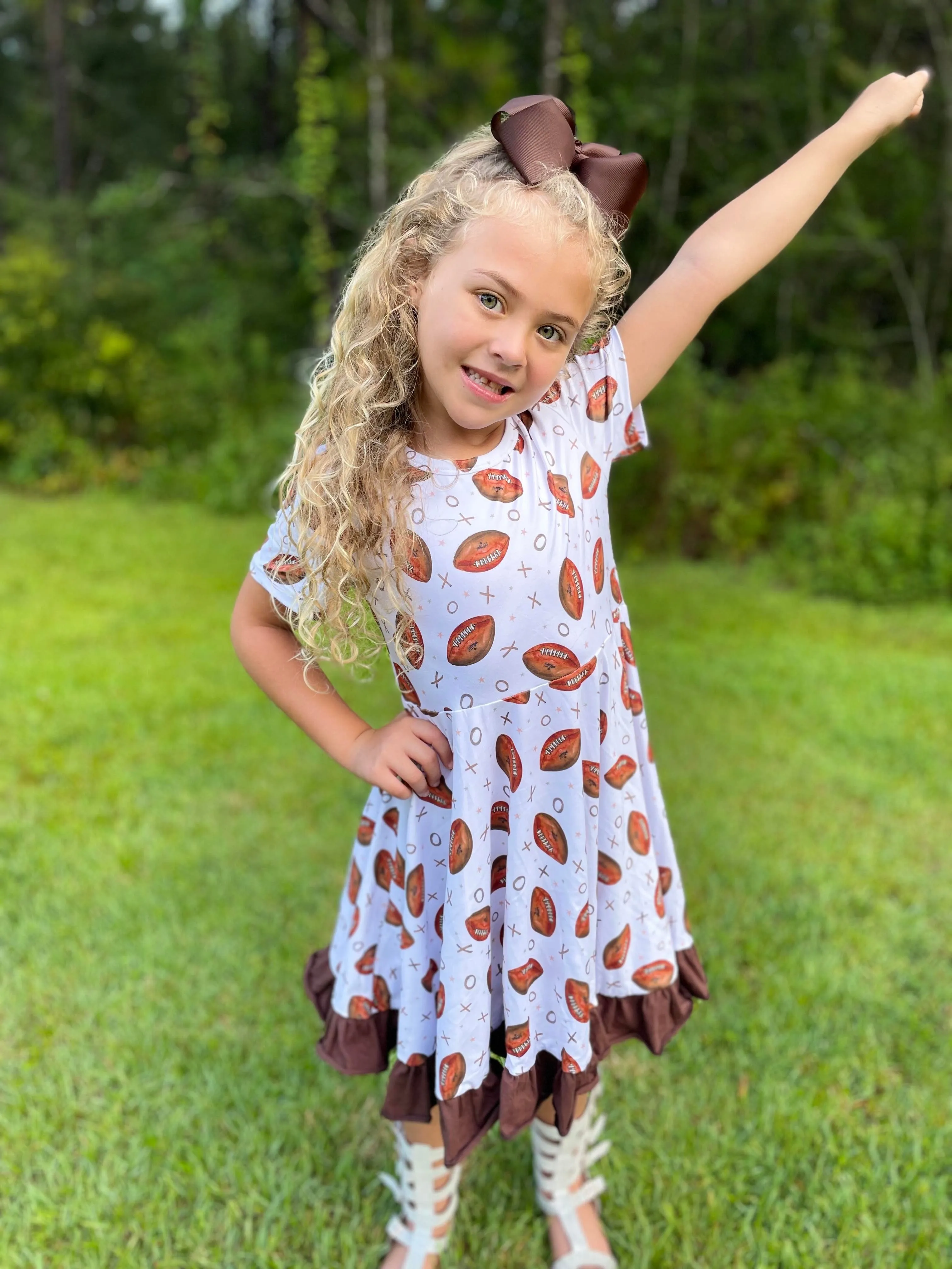 FOOTBALL BROWN RUFFLE DRESS