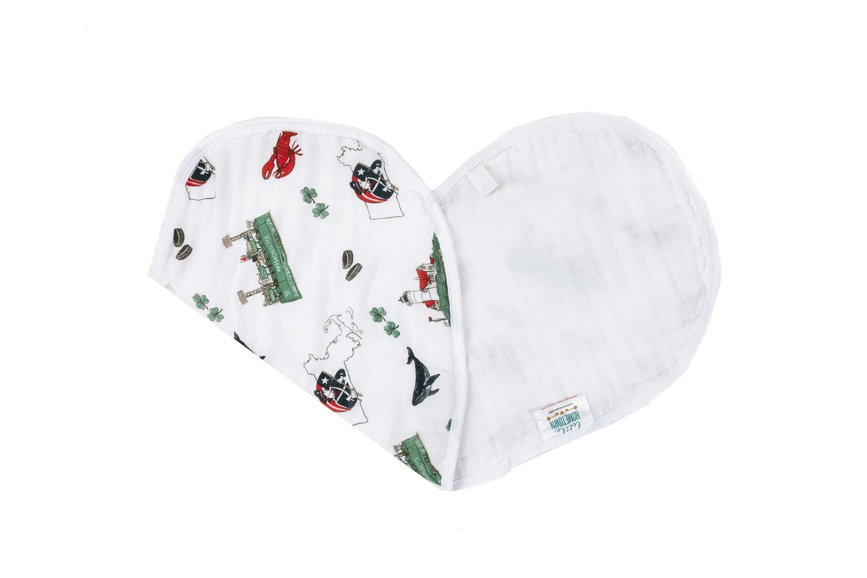 Gift Set: Massachusetts Baby Muslin Swaddle Blanket and Burp Cloth/Bib Combo