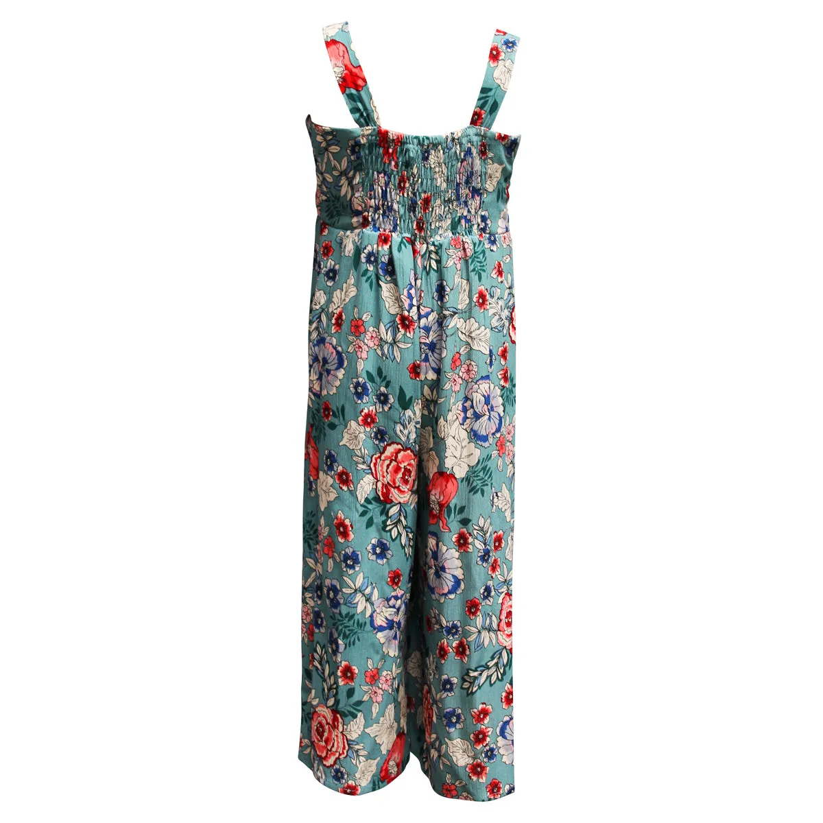 Girls Floral Gauze Tie Front Jumpsuit