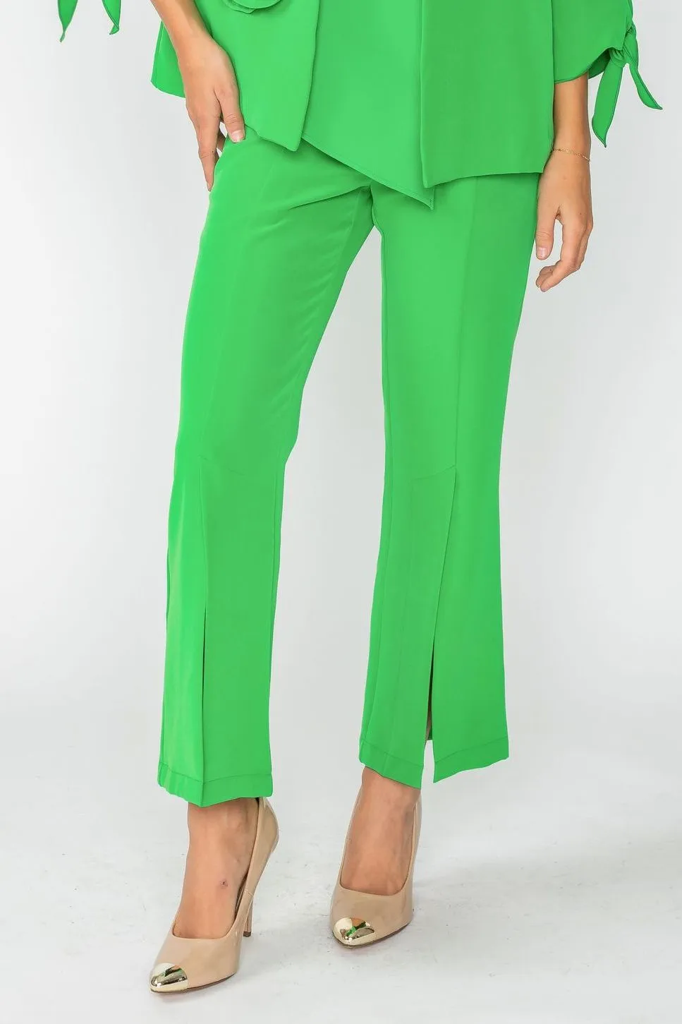 Green Pants With Front Slit