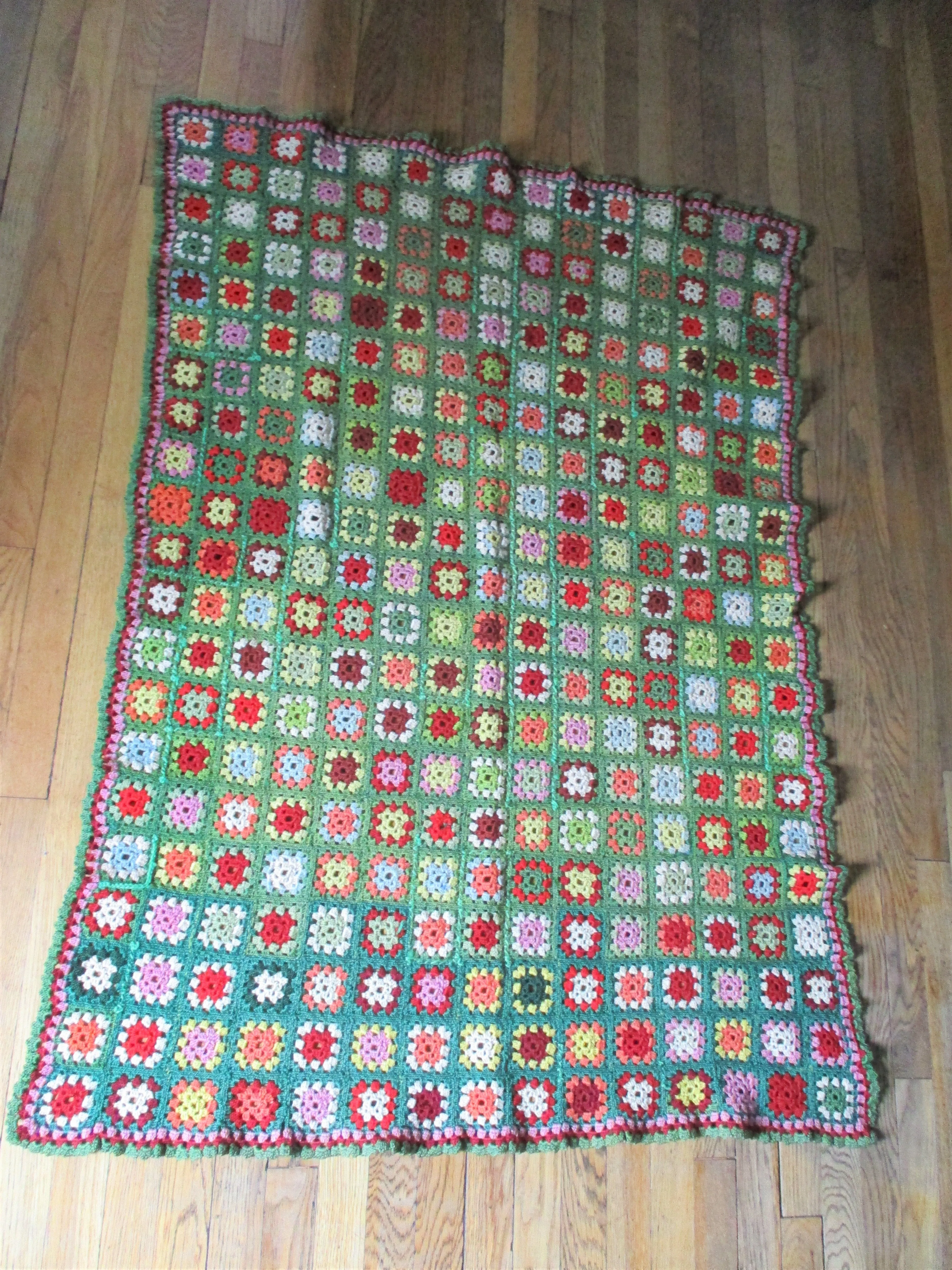 Handmade Crochet GRANNY SQUARE Blanket Throw Afghan Cover Knit Yarn COLORFUL 43X58