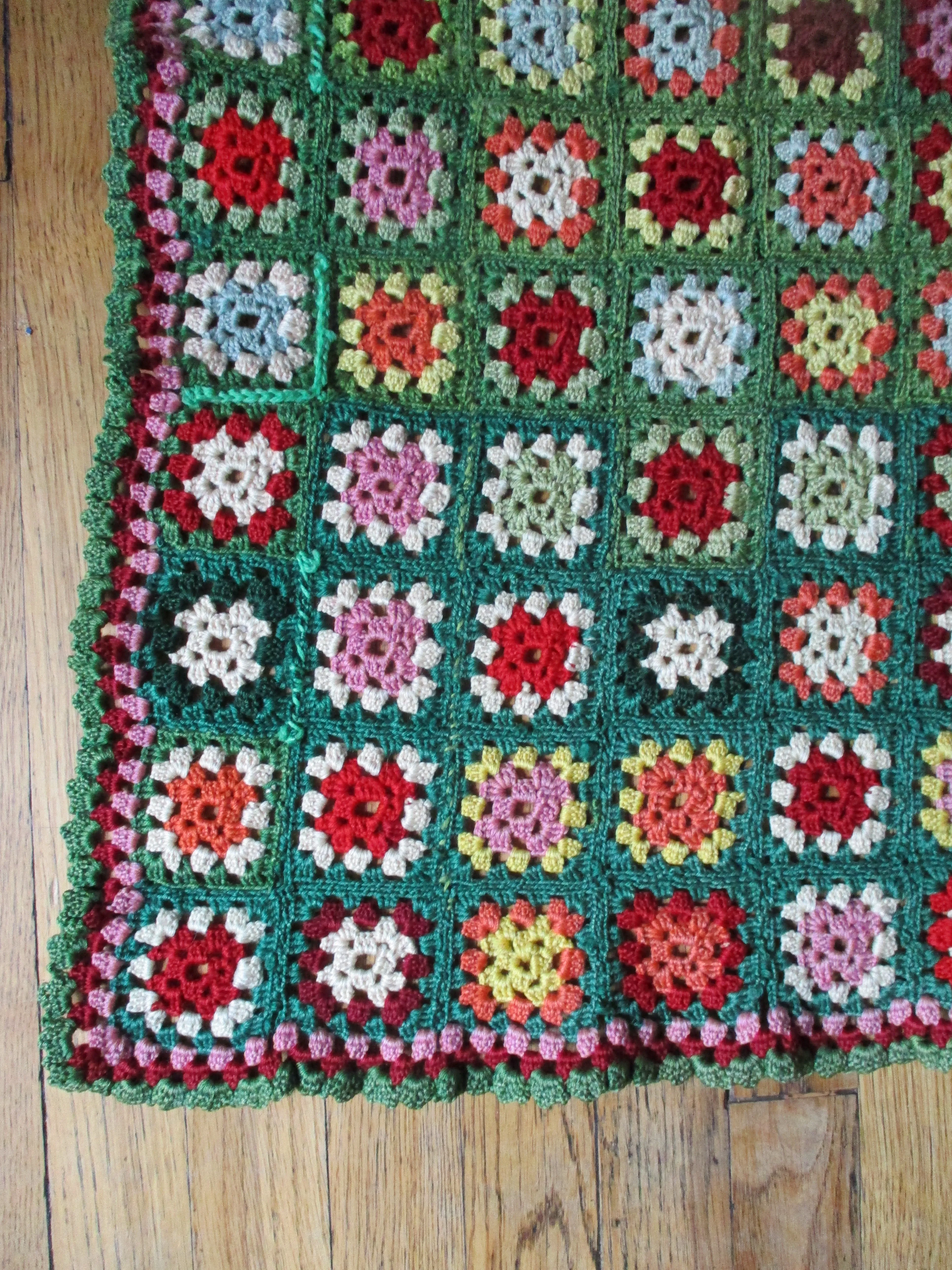 Handmade Crochet GRANNY SQUARE Blanket Throw Afghan Cover Knit Yarn COLORFUL 43X58