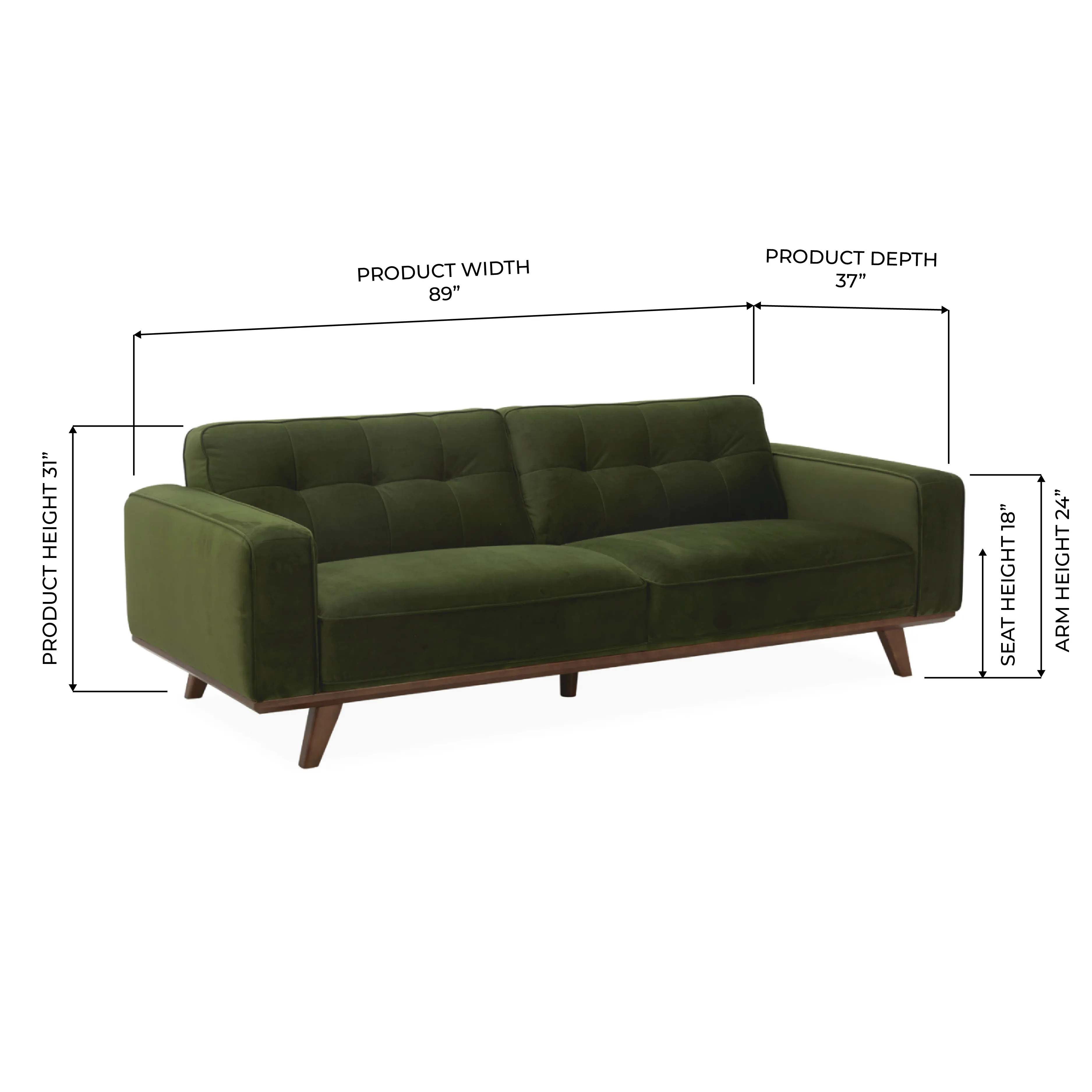 Harbord Olive Green Velvet Sofa