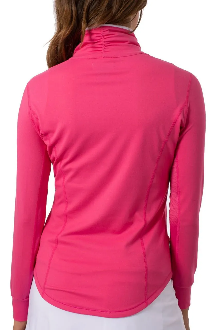 Hot Pink Contrast Quarter Zip Pullover