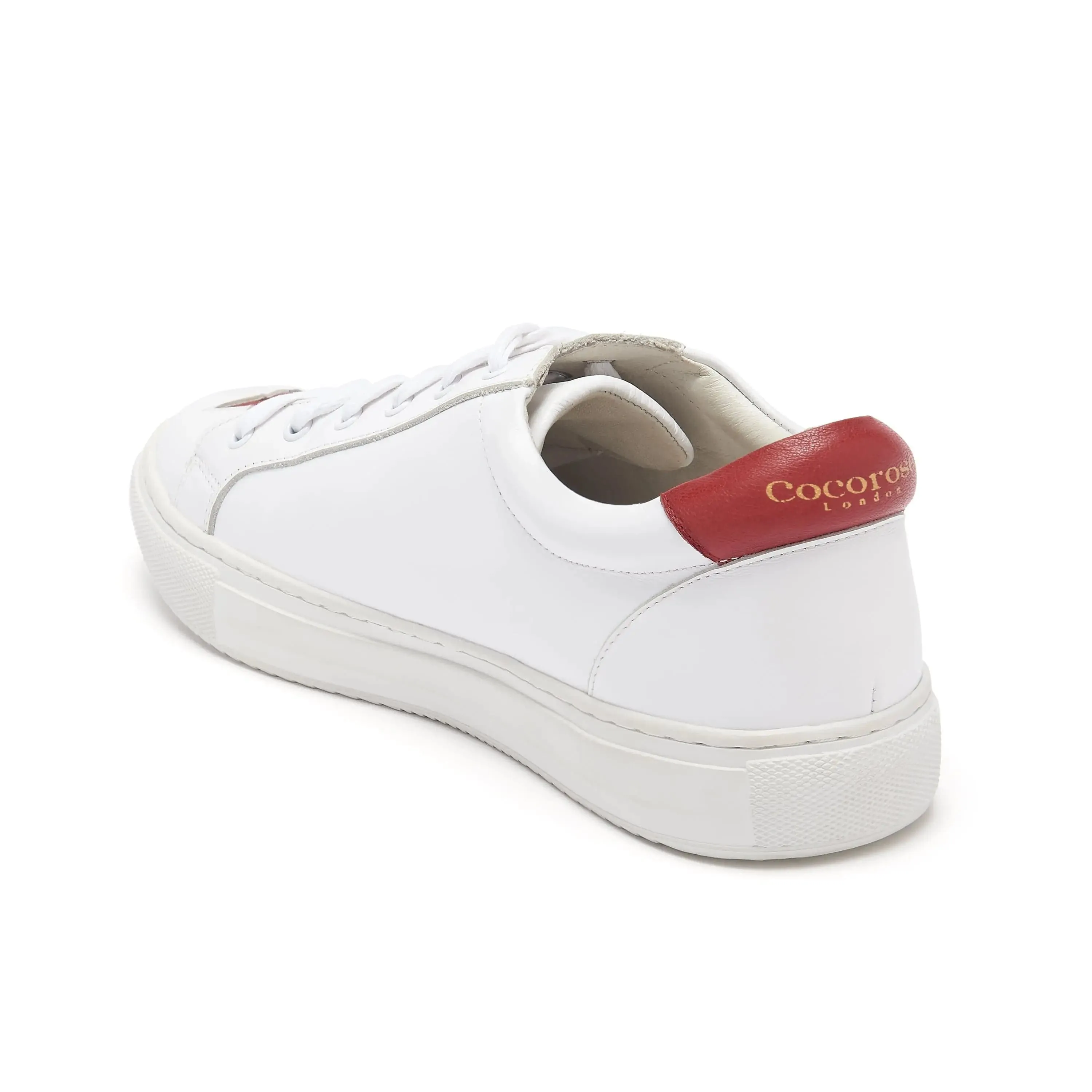 Hoxton White with Red Stars Leather Trainer (In size EU43 Only)