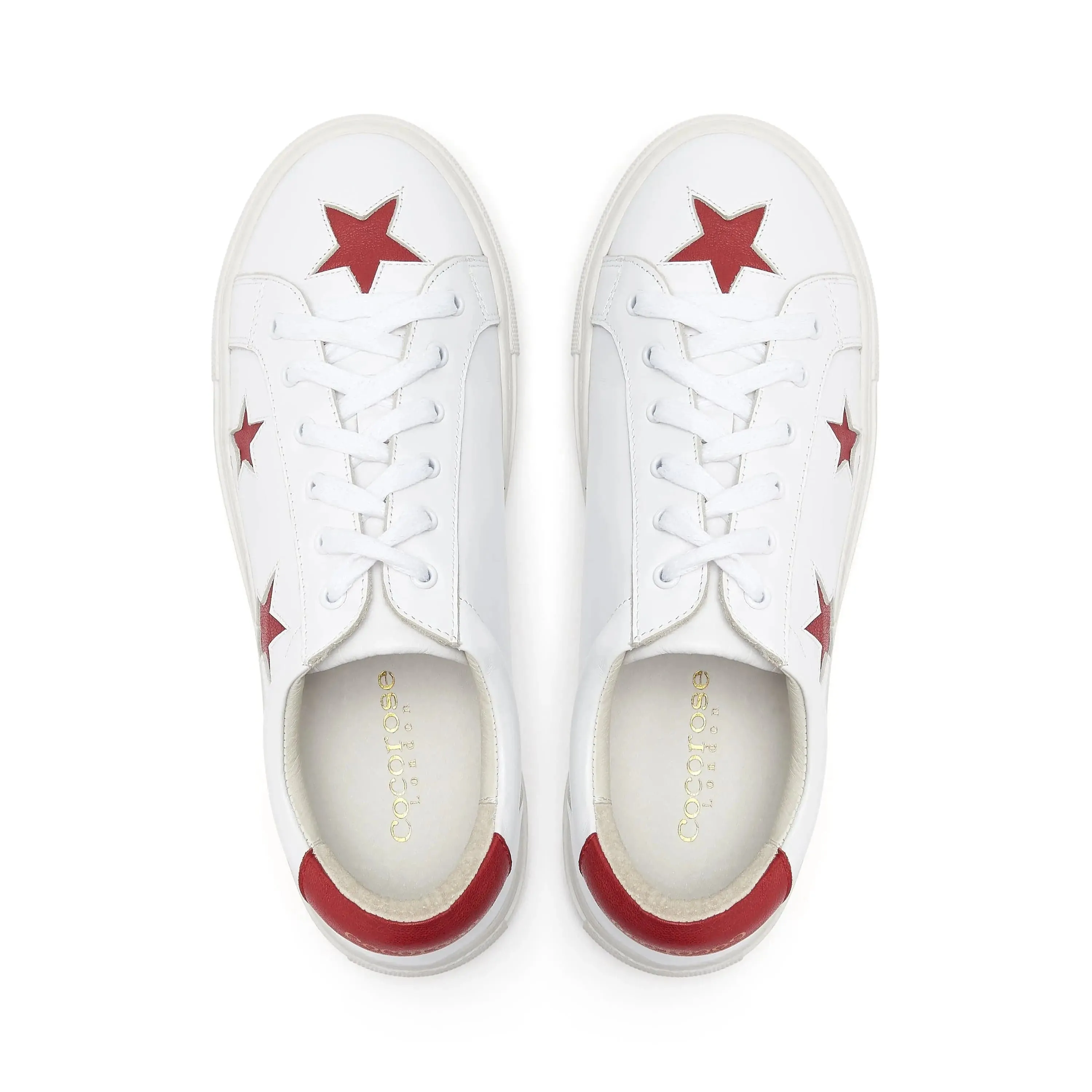 Hoxton White with Red Stars Leather Trainer (In size EU43 Only)