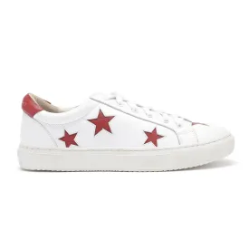 Hoxton White with Red Stars Leather Trainer (In size EU43 Only)