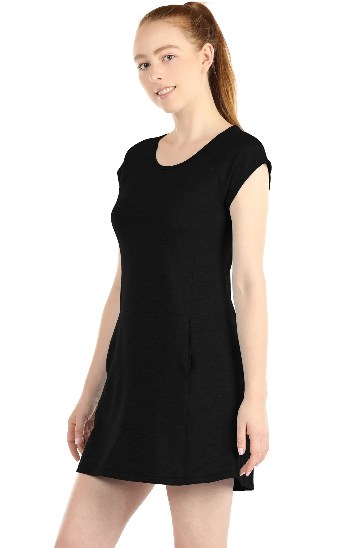 icyzone T-Shirt Dresses for Women - Short Sleeve Tunic Mini Dress with Pockets