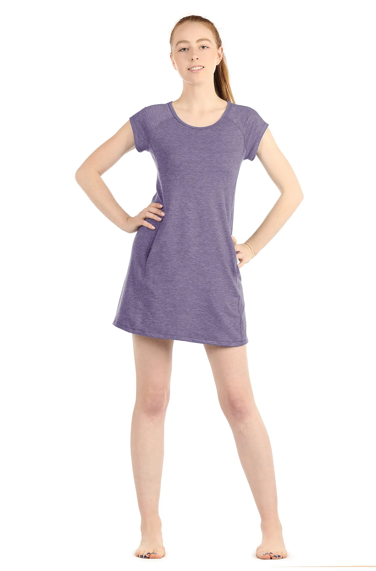 icyzone T-Shirt Dresses for Women - Short Sleeve Tunic Mini Dress with Pockets