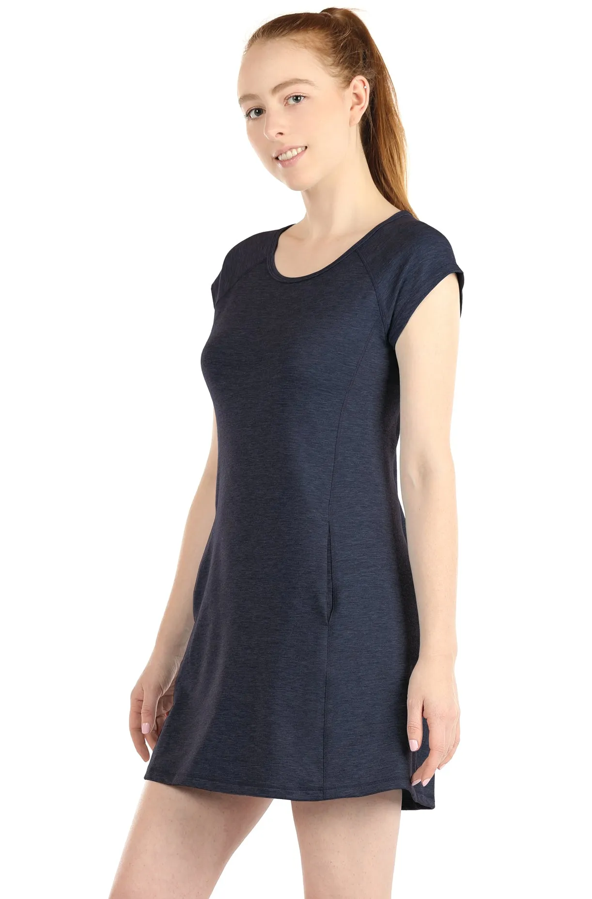 icyzone T-Shirt Dresses for Women - Short Sleeve Tunic Mini Dress with Pockets