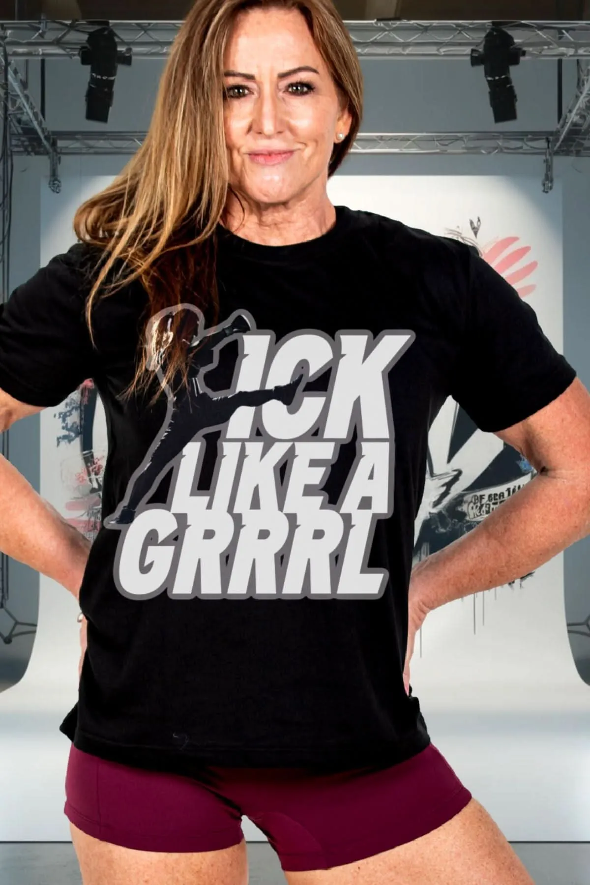 Kick Like A GRRRL Black Performance Tee