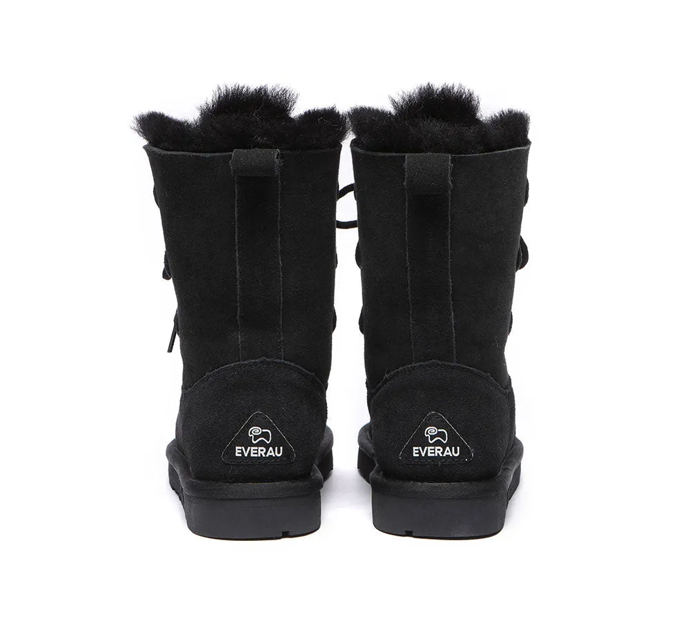 Lace-Up Sheepskin Boots Women Tall Stark