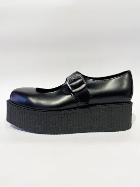 MARY JANE BLACK LEATHER CREEPERS SHOES