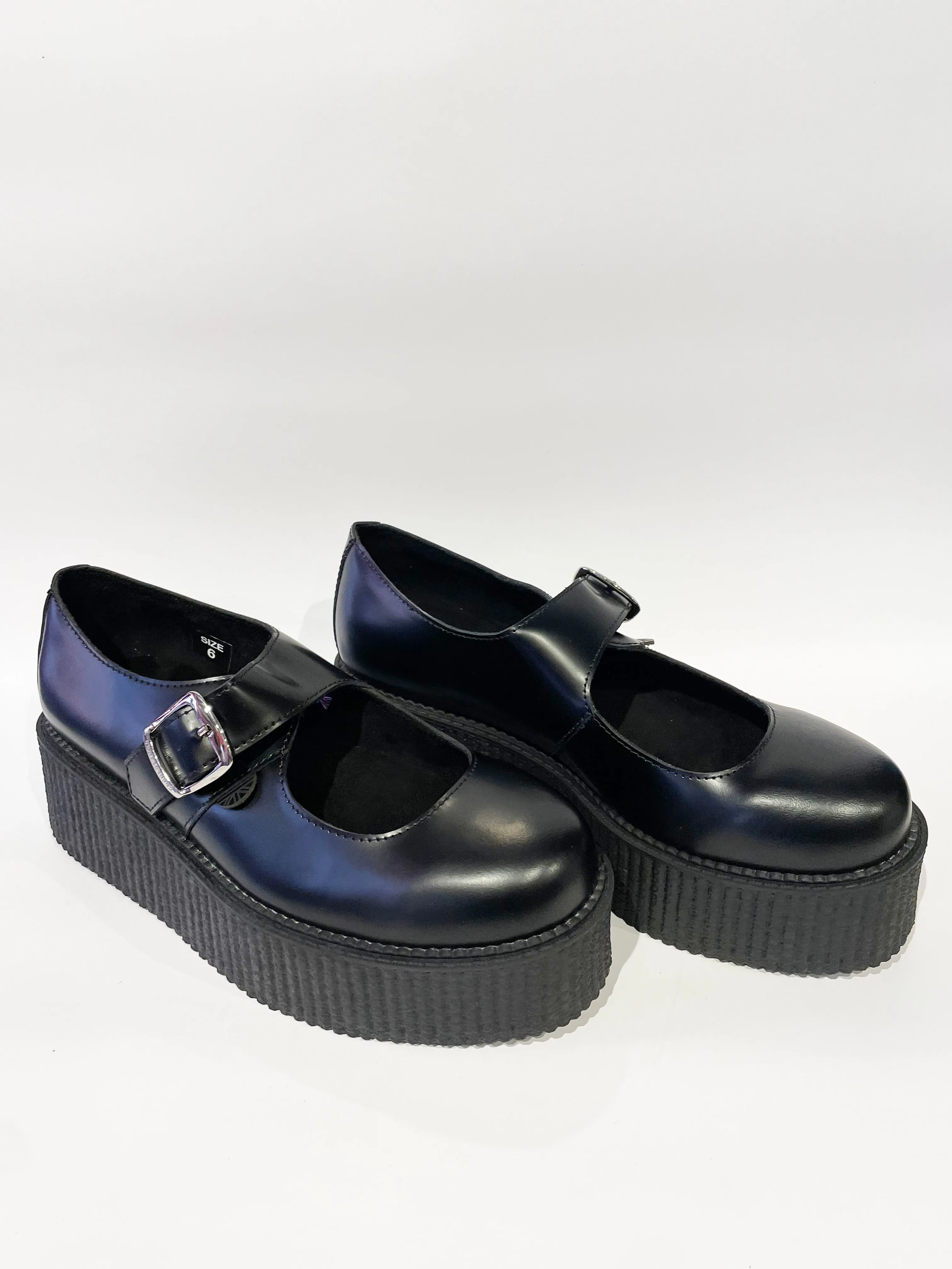 MARY JANE BLACK LEATHER CREEPERS SHOES