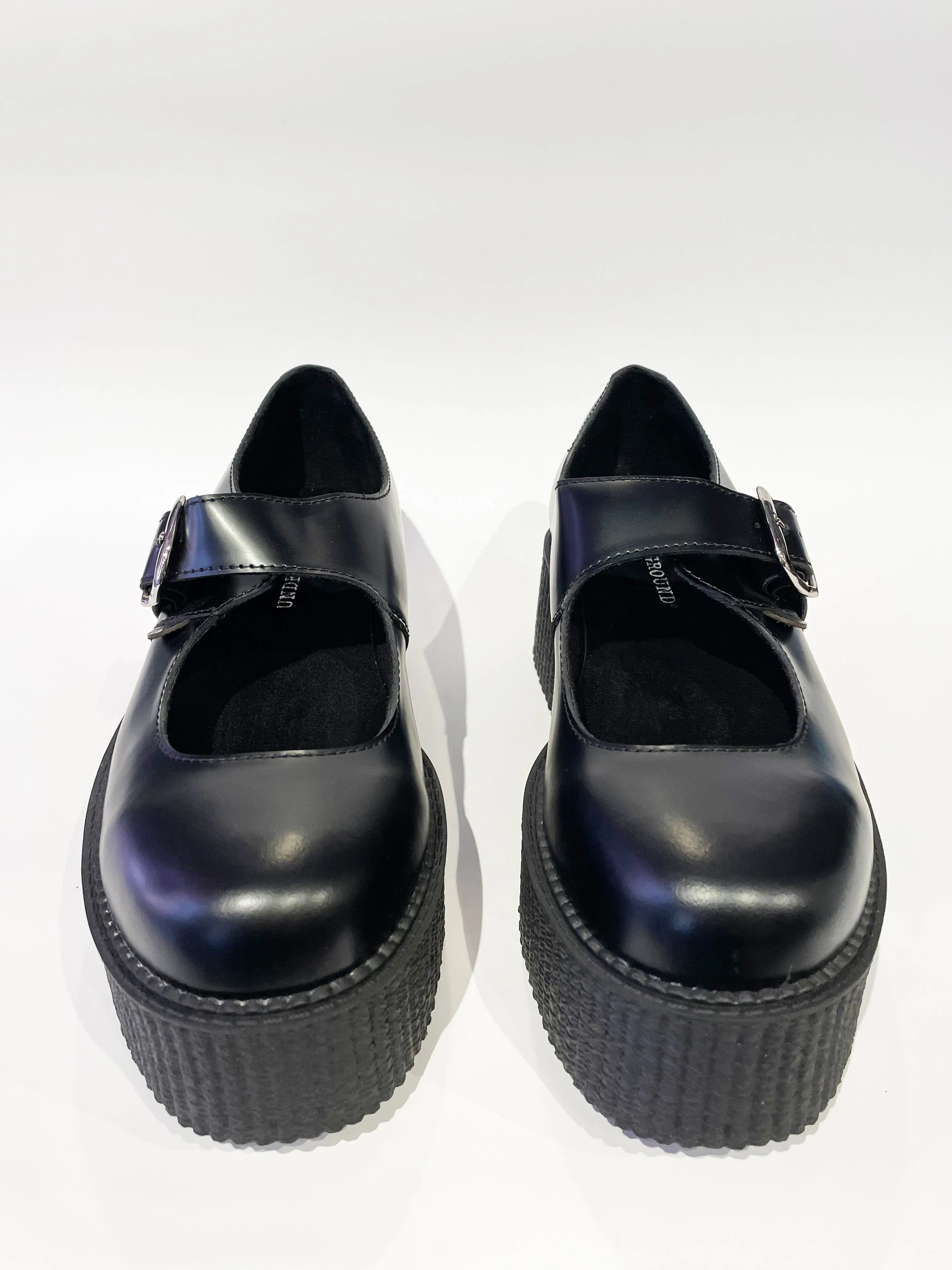 MARY JANE BLACK LEATHER CREEPERS SHOES