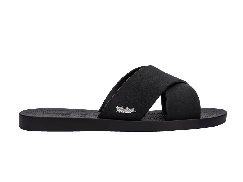 Melissa Sun City Walk AD Flat Black Slides For Women